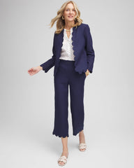 Linen Scallop Hem Crop Pants Passport Blue - Chico's