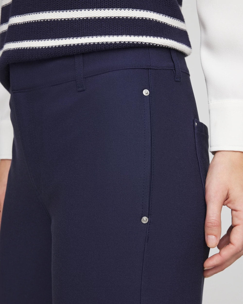 Cotton Straight Ankle Trousers Passport Blue - Chico's