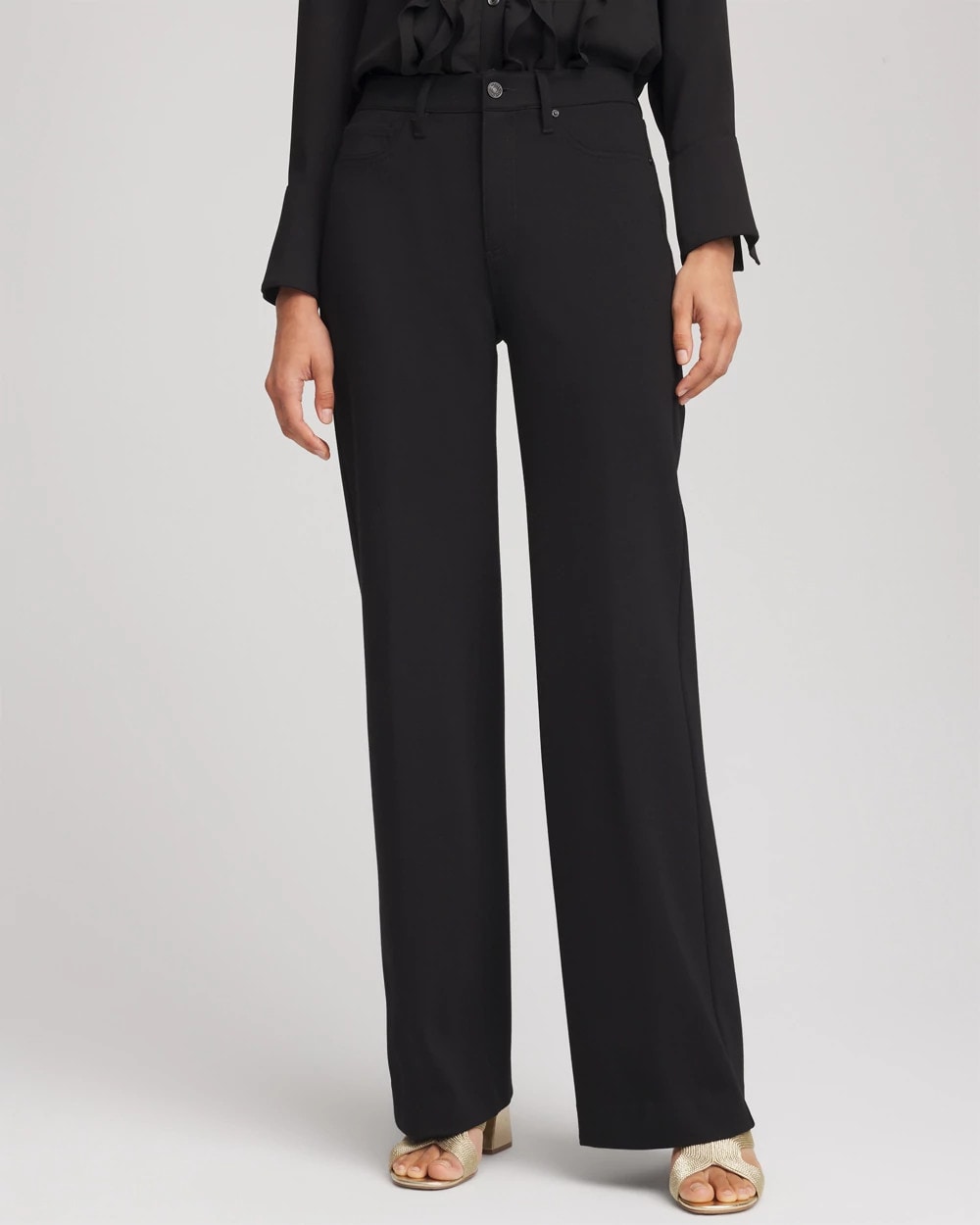 Five-Pocket Wide-Leg Ponte Pants Black - Chico's