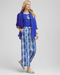 Tie-Dye Linen Cropped Pants Blue - Chico's