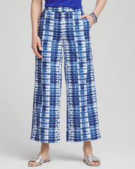 Tie-Dye Linen Cropped Pants Blue - Chico's