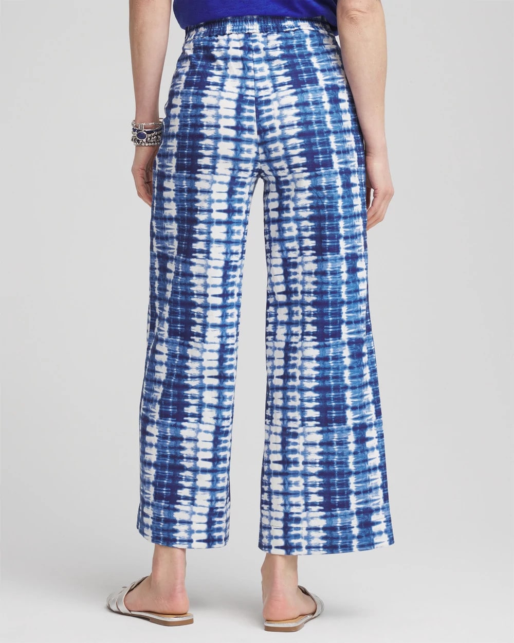 Tie-Dye Linen Cropped Pants Blue - Chico's