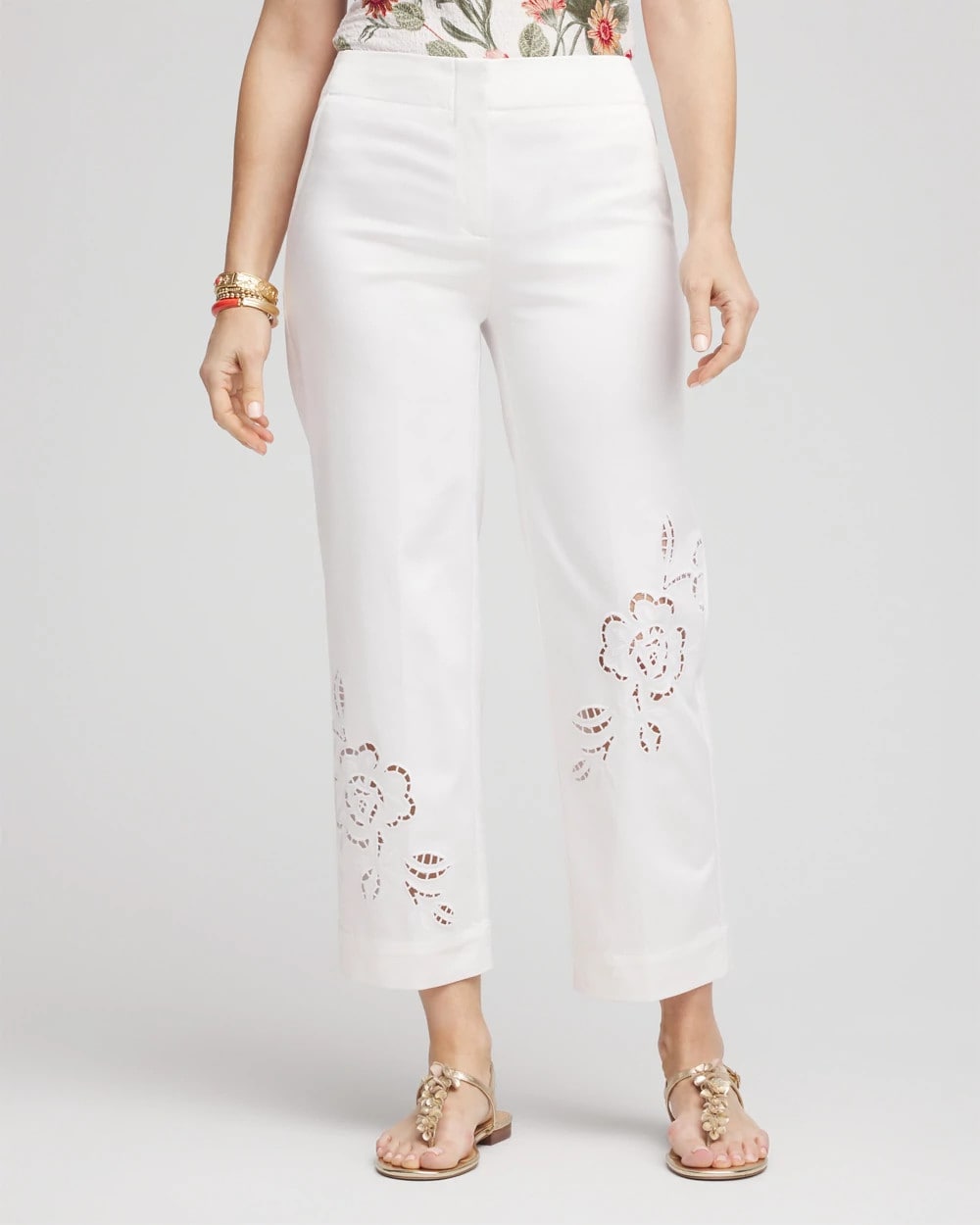 Sateen Cutout Cropped Pants Alabaster - Chico's