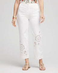 Sateen Cutout Cropped Pants Alabaster - Chico's