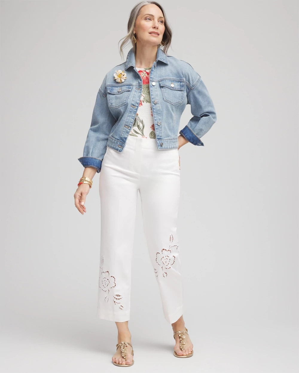 Sateen Cutout Cropped Pants Alabaster - Chico's