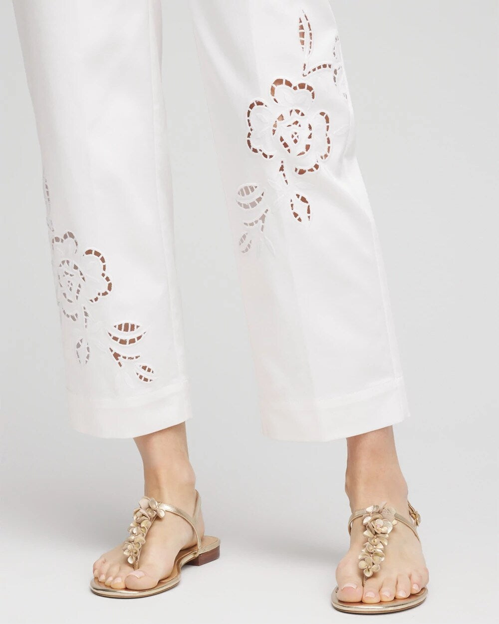 Sateen Cutout Cropped Pants Alabaster - Chico's