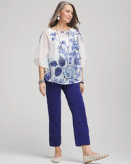 Stretch Sateen Cropped Pants Blue Casa - Chico's