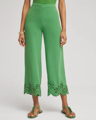 Petite Satin Eyelet Hem Culottes Verdant Green - Chico's