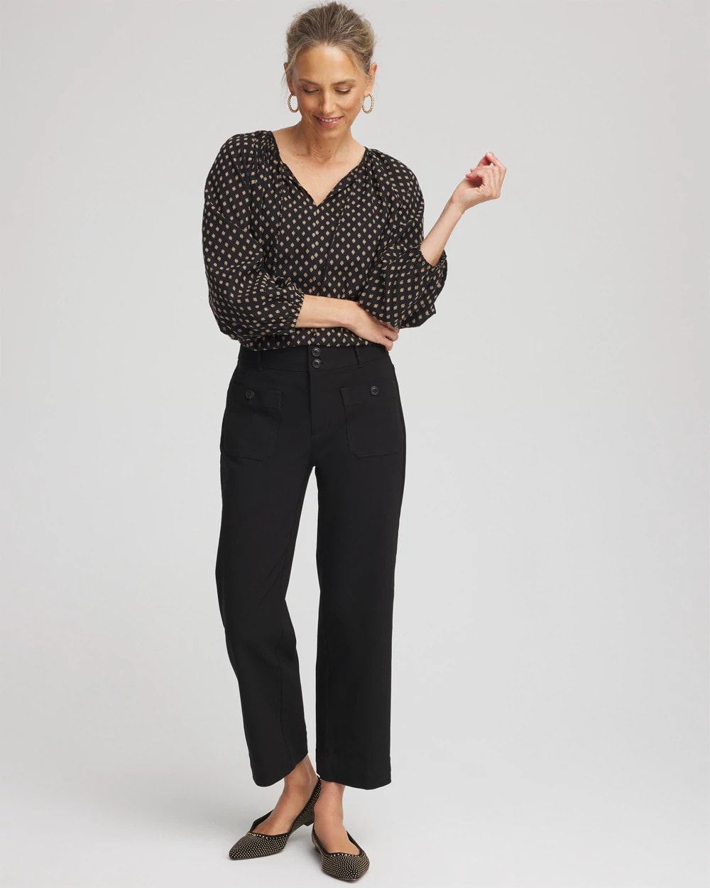 Emme Four Pocket Straight Cropped Pants Black - Chico's