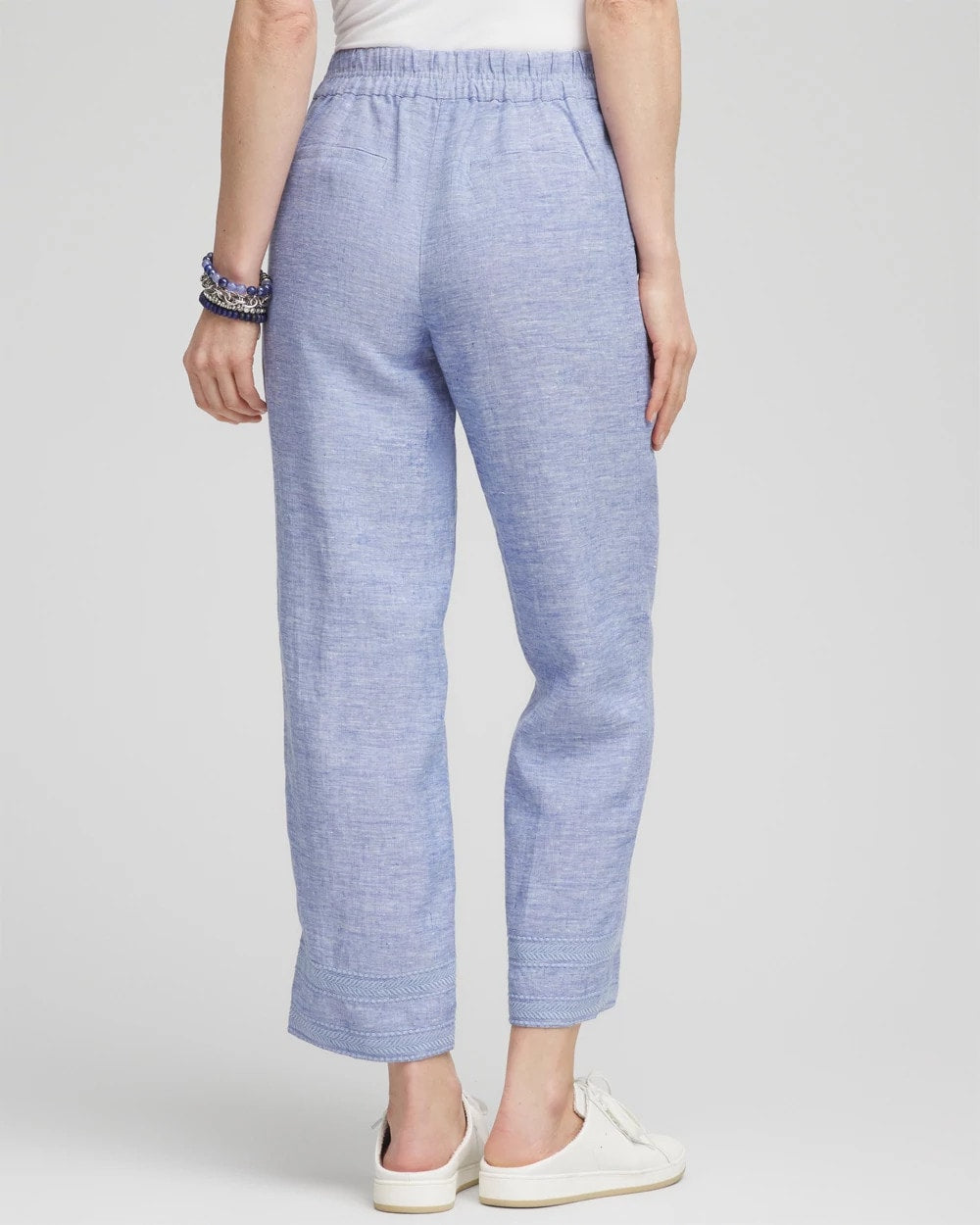 Linen Pull On Waist Cropped Pants Blue - Chico's
