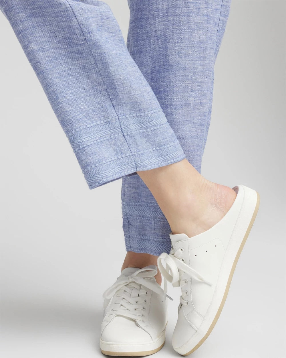 Linen Pull On Waist Cropped Pants Blue - Chico's