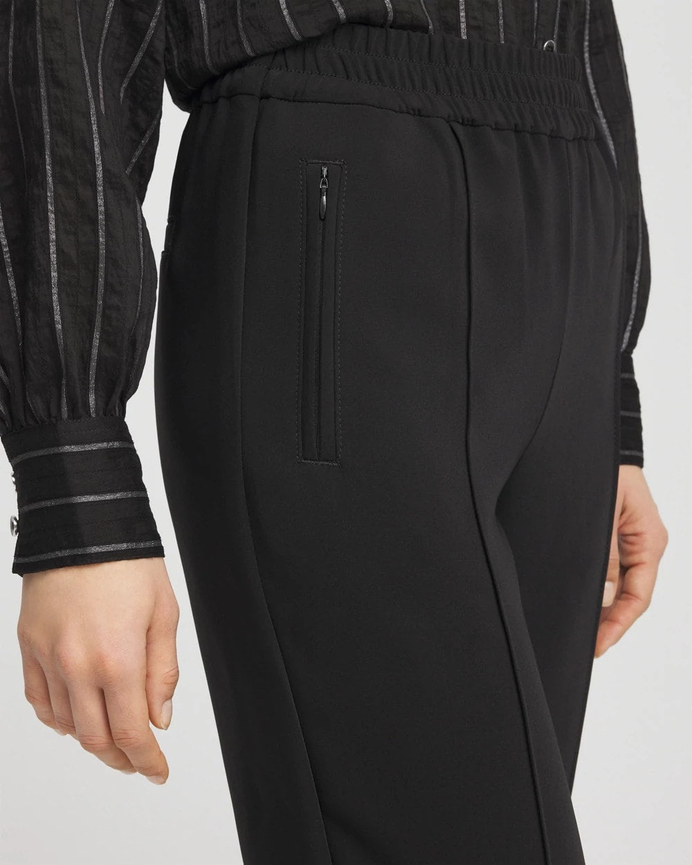 Crepe Side-Zip Tapered Ankle Pants Black - Chico's
