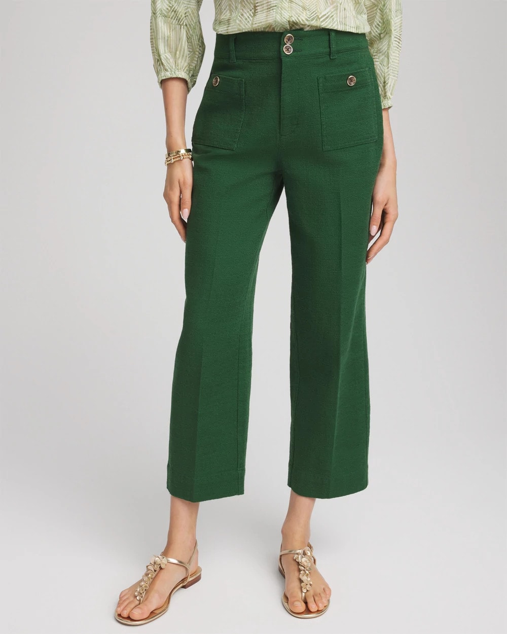 Cropped Straight-Leg Pants Palm Leaf - Chico's
