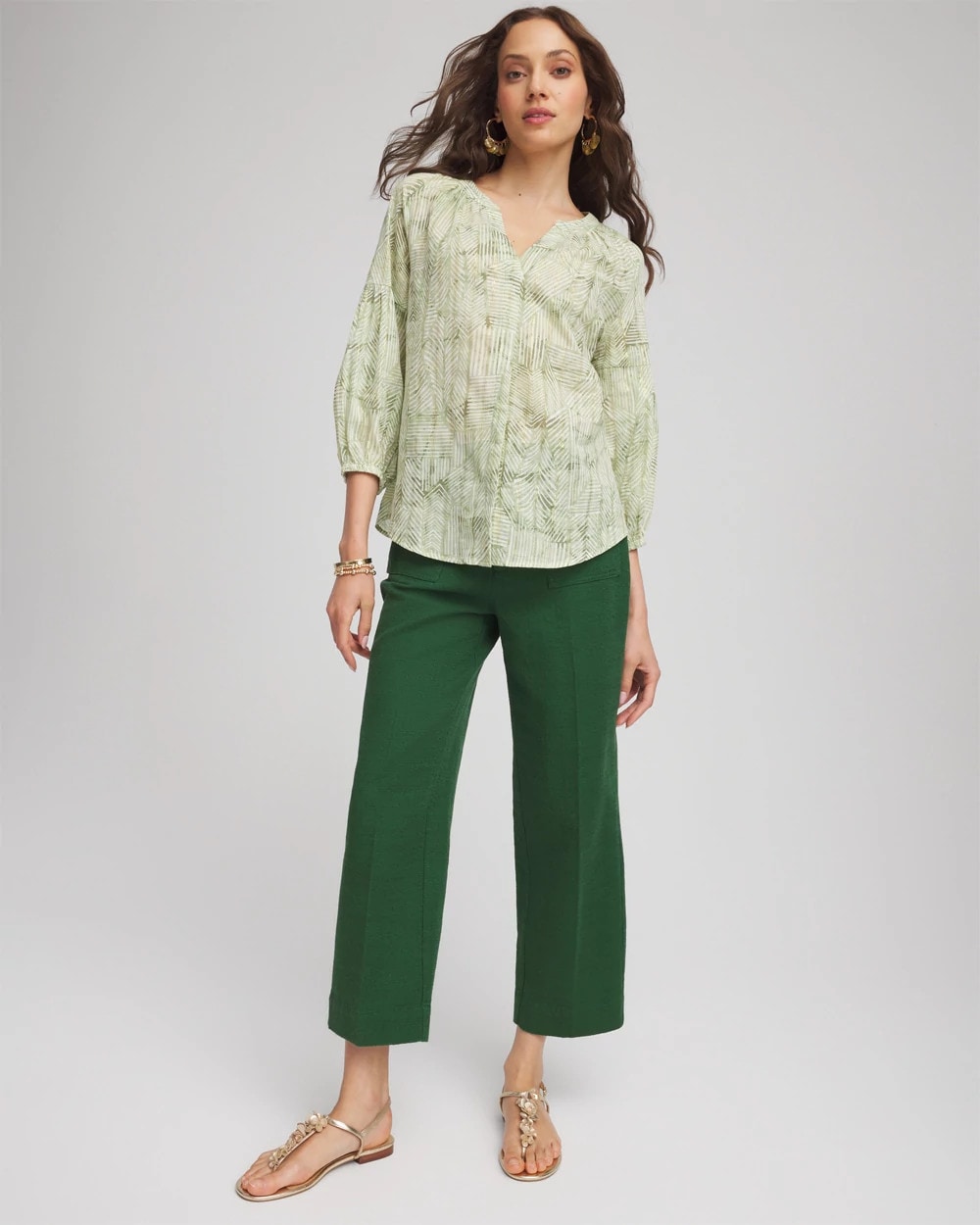 Cropped Straight-Leg Pants Palm Leaf - Chico's