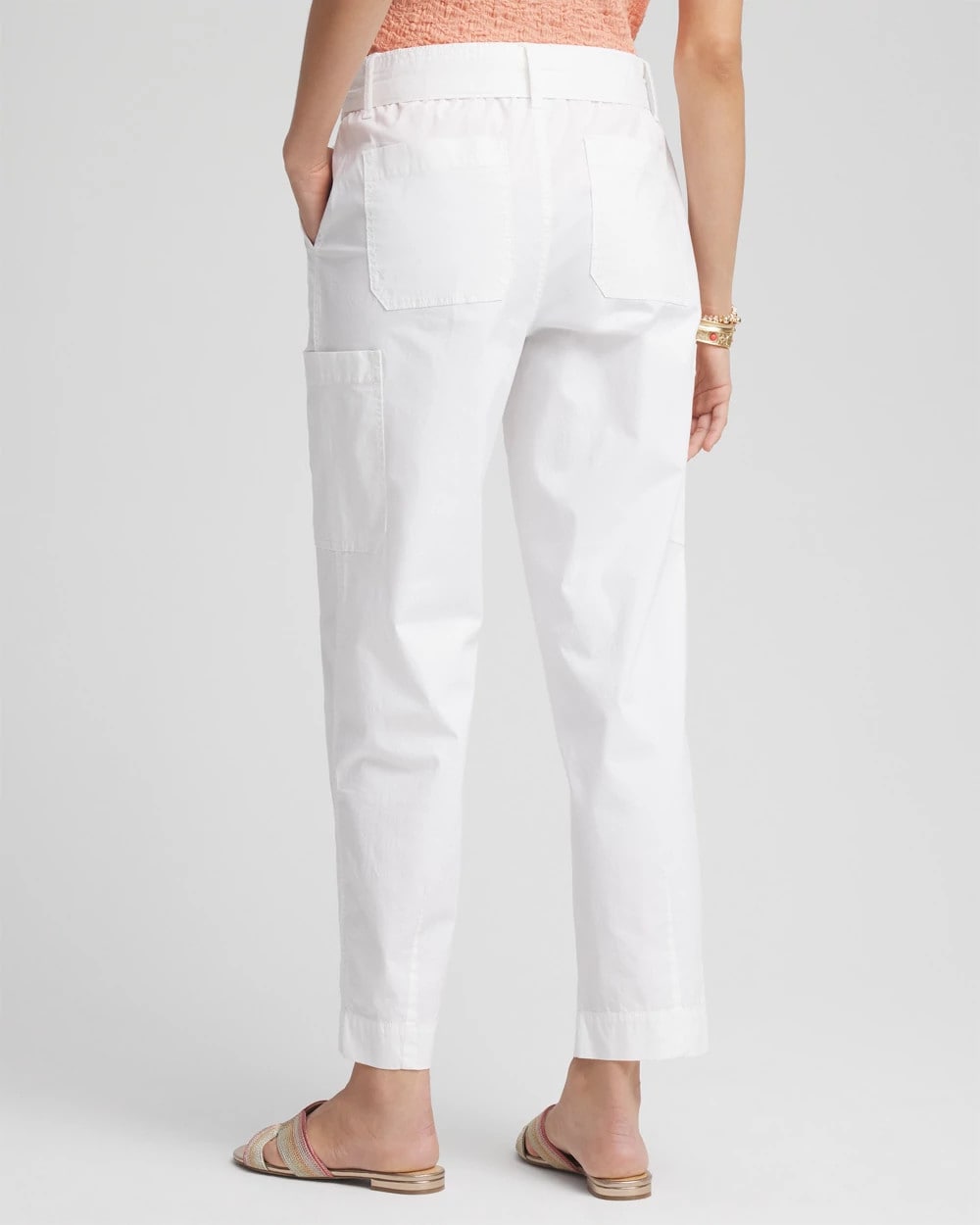 Poplin Pull-On Tapered-Leg Cropped Pants Alabaster - Chico's