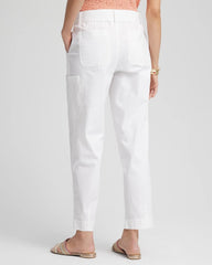 Poplin Pull-On Tapered-Leg Cropped Pants Alabaster - Chico's