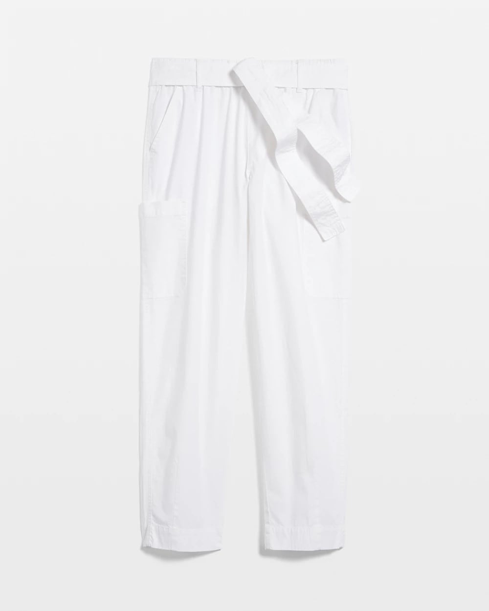 Poplin Pull-On Tapered-Leg Cropped Pants Alabaster - Chico's