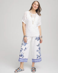 Butterfly Pull-On Linen Cropped Pants Alabaster - Chico's