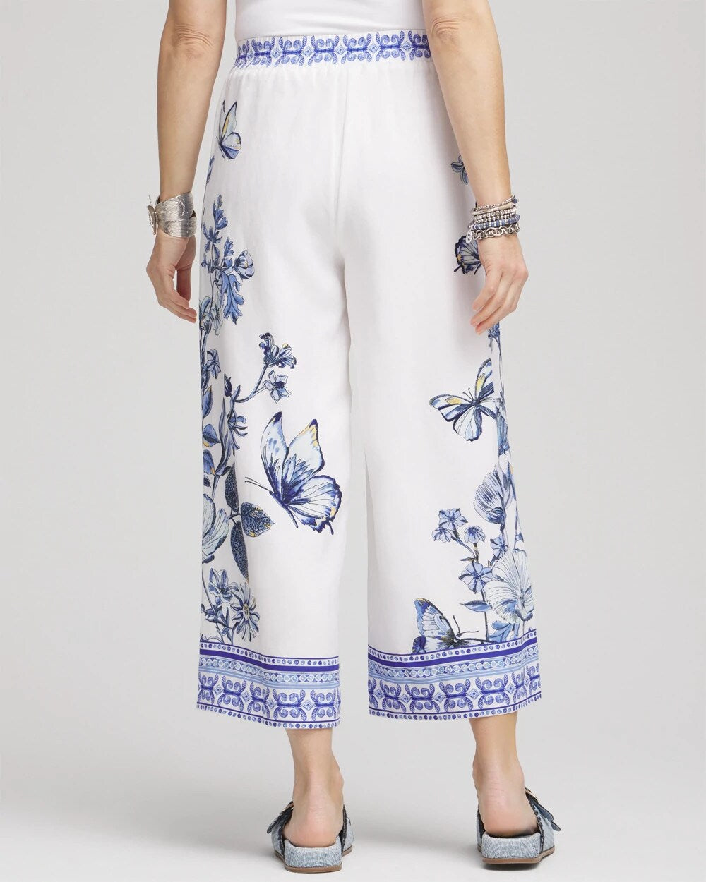 Butterfly Pull-On Linen Cropped Pants Alabaster - Chico's