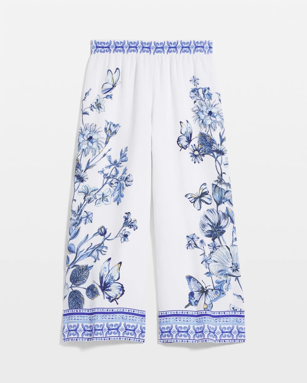 Butterfly Pull-On Linen Cropped Pants Alabaster - Chico's