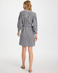 Embroidered Striped Dress Navy - Chico's