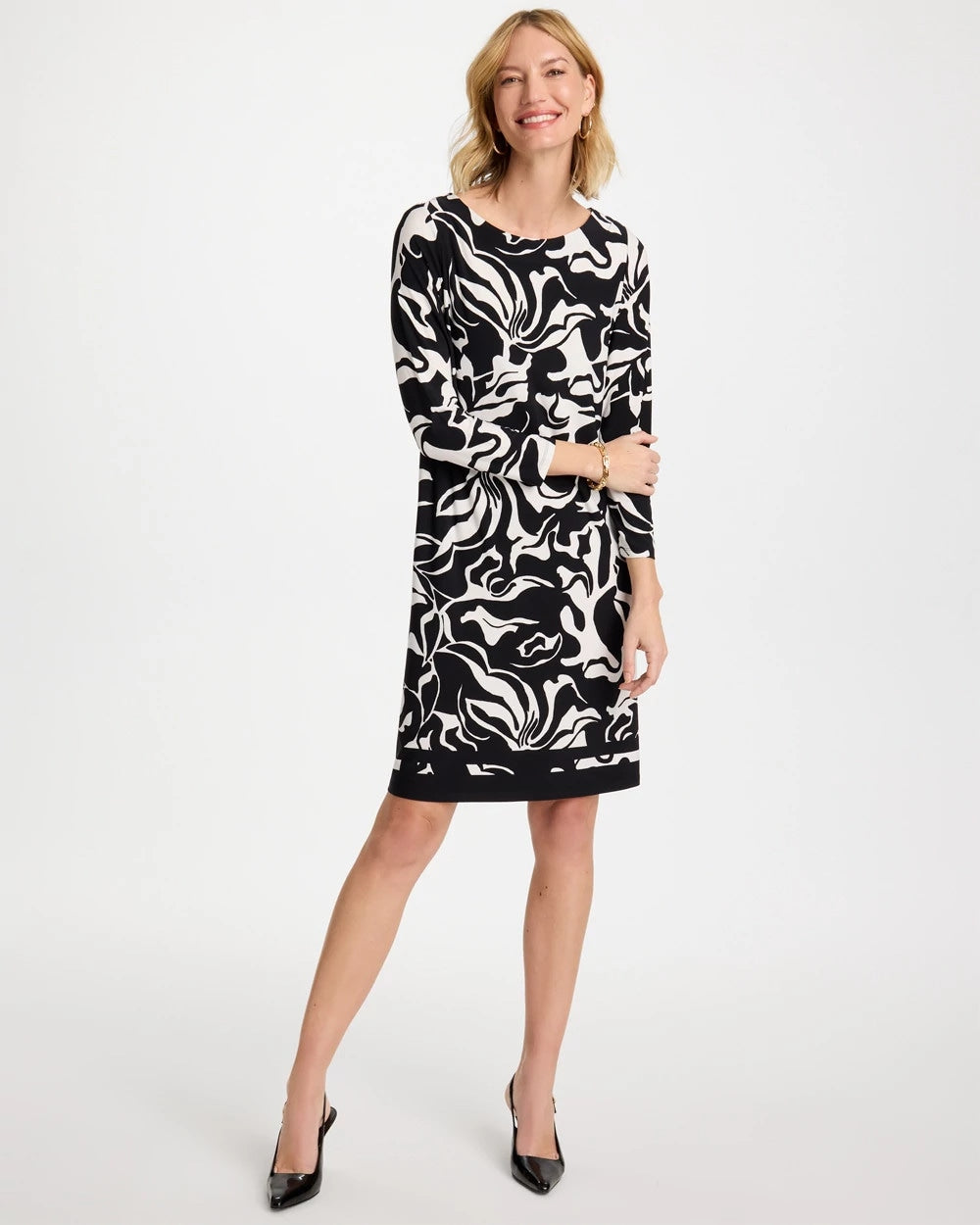 Jersey Knit Boatneck Shift Dress Black - Chico's