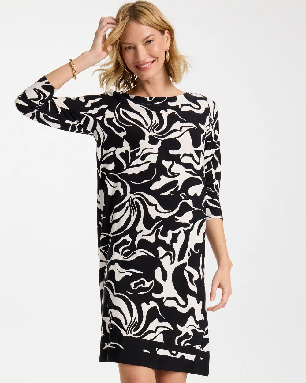 Jersey Knit Boatneck Shift Dress Black - Chico's