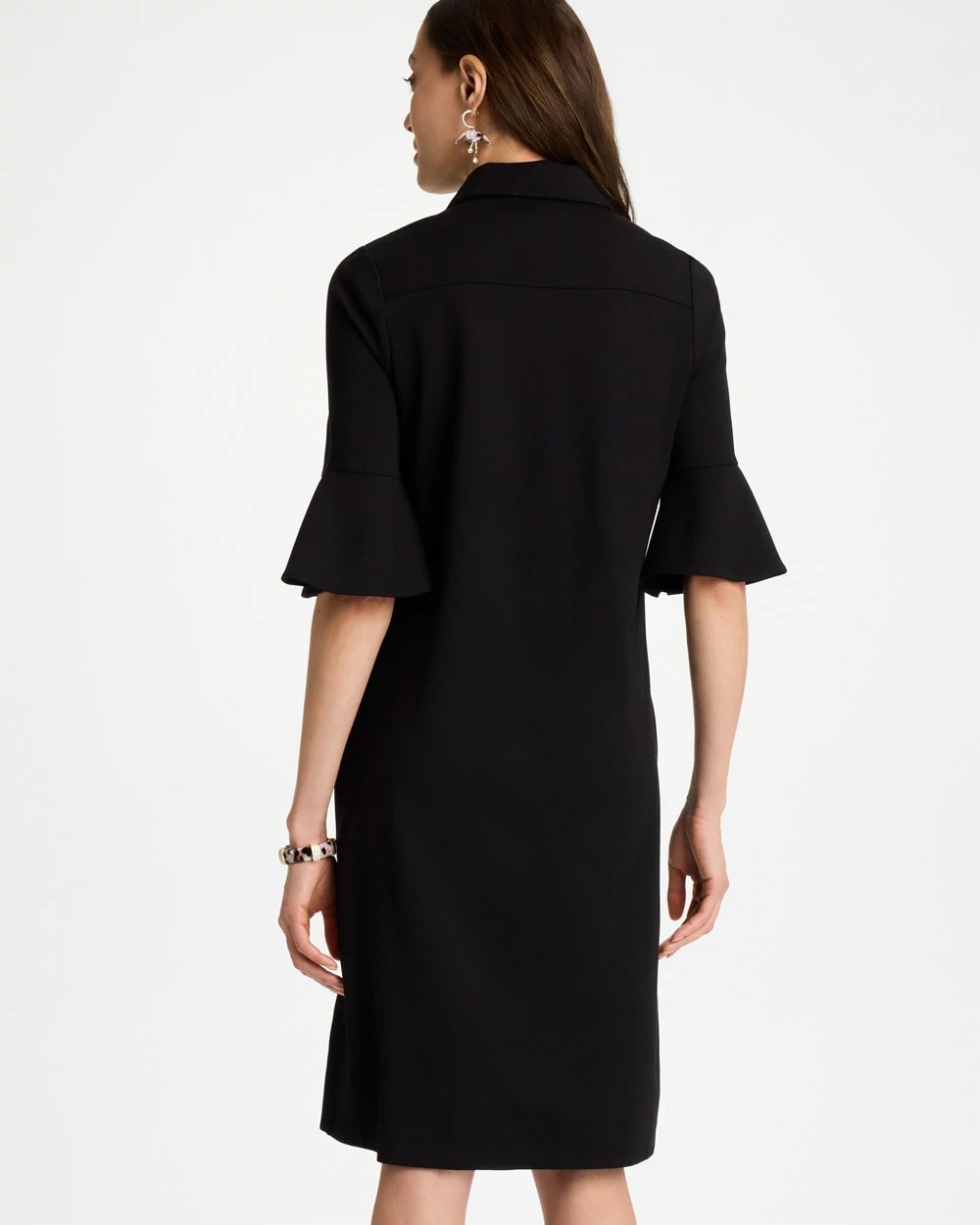Knit Flounce Sleeve Dress Black - Chico's