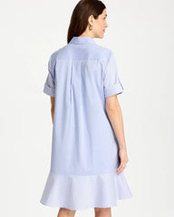 Popover Striped Tiered Poplin Dress Blue Orchid - Chico's