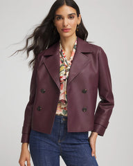 Faux Leather Trench Coat Blackened Burgundy - Chico's