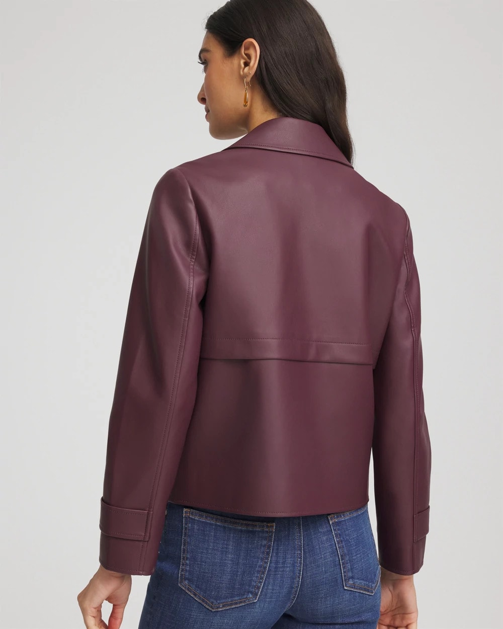 Faux Leather Trench Coat Blackened Burgundy - Chico's
