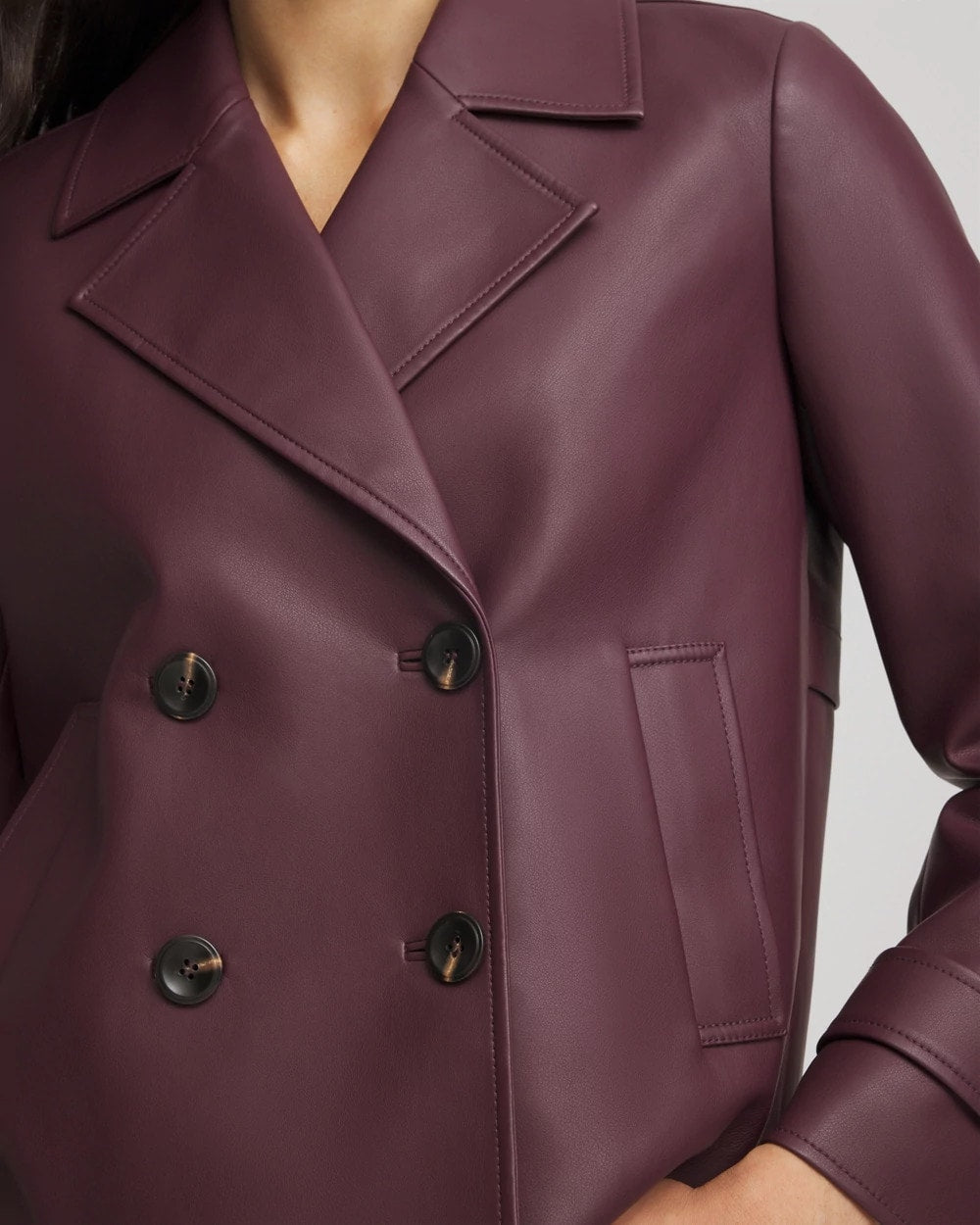 Faux Leather Trench Coat Blackened Burgundy - Chico's