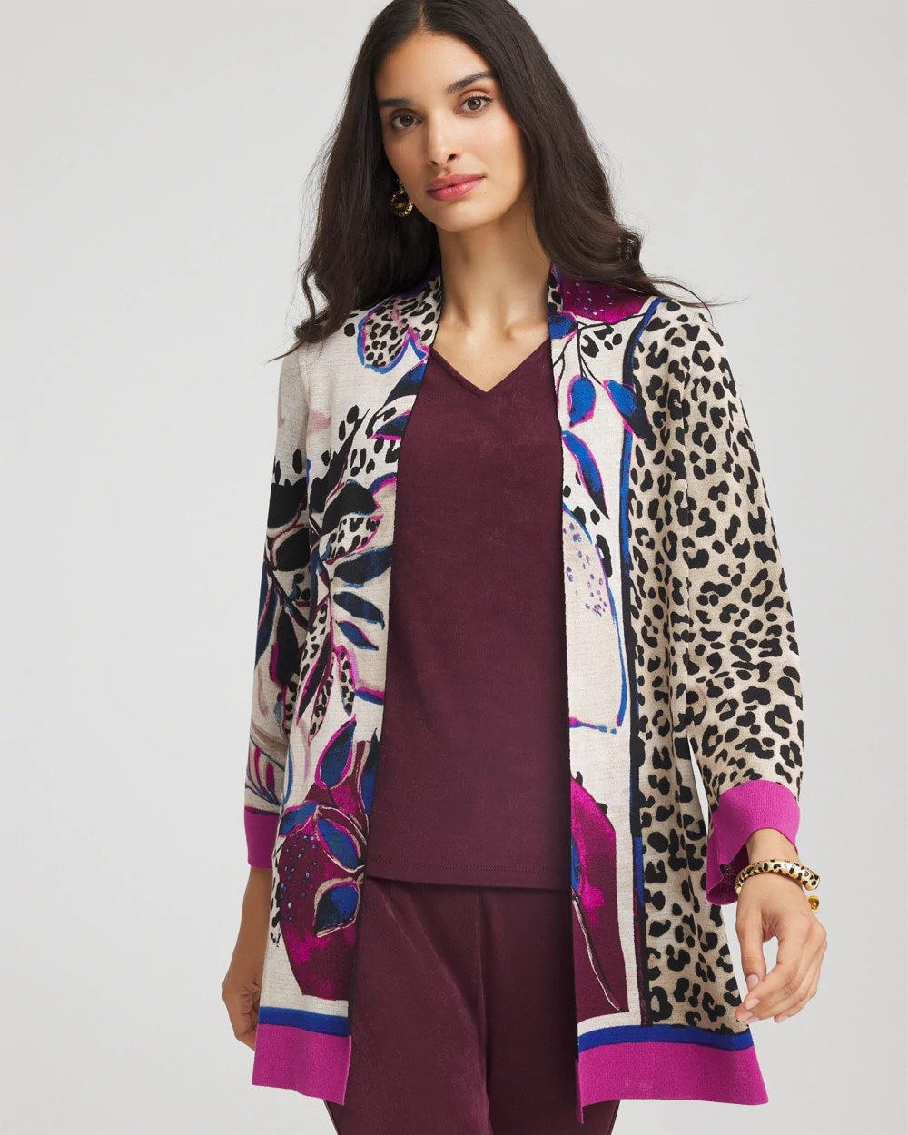 Travelers™ Collection Artisanal Cardigan Blackened Burgundy - Chico's