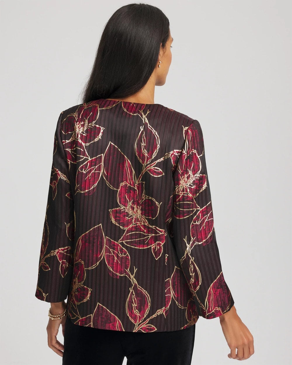 Travelers™ Collection Jacquard Foiled Floral Jacket Red - Chico's