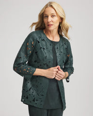 Travelers™ Collection Faux Leather Floral Jacket Darkest Spruce - Chico's