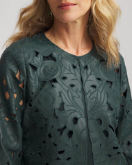 Travelers™ Collection Faux Leather Floral Jacket Darkest Spruce - Chico's