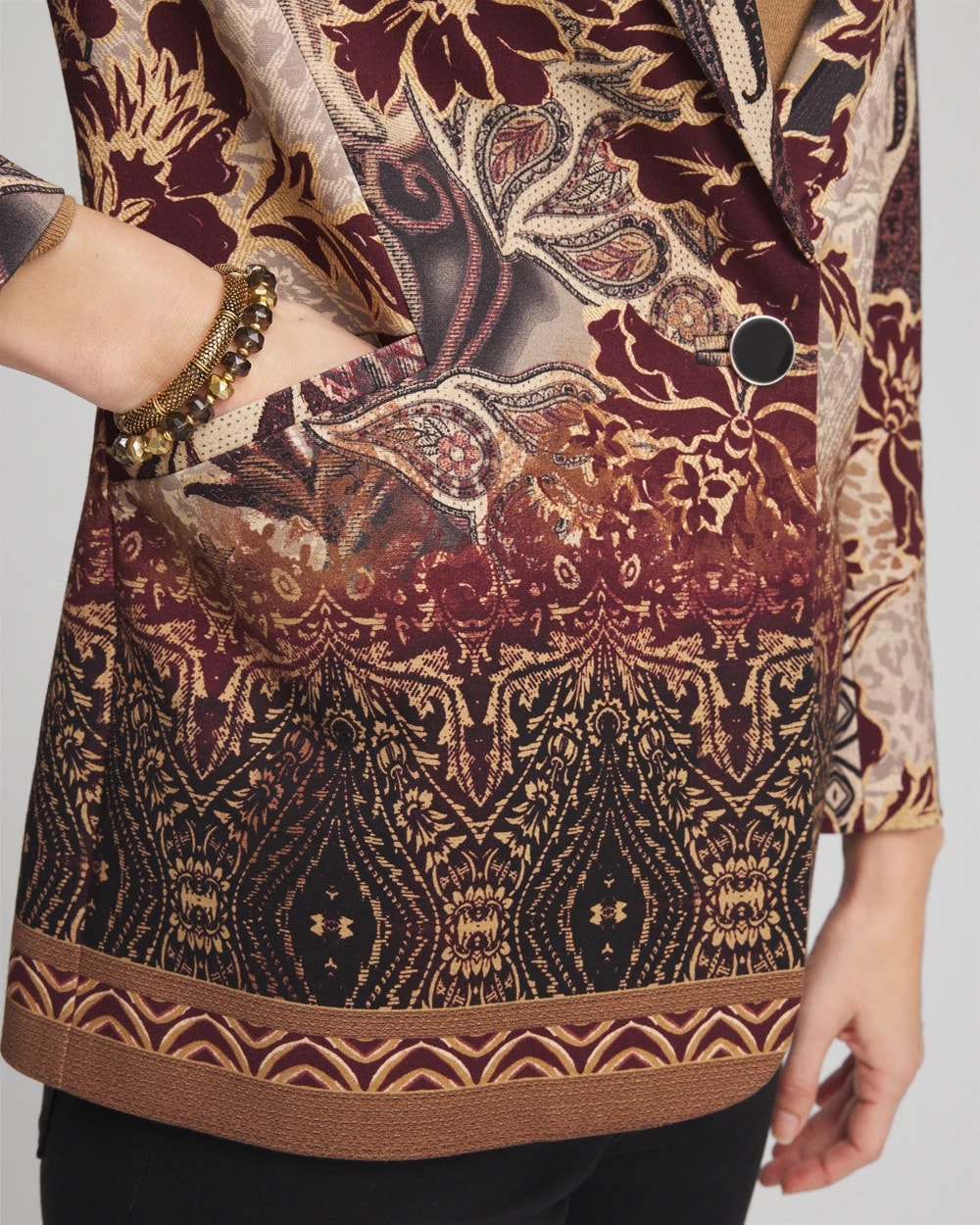 Artisanal Print Ponte Blazer Graphite Gray - Chico's