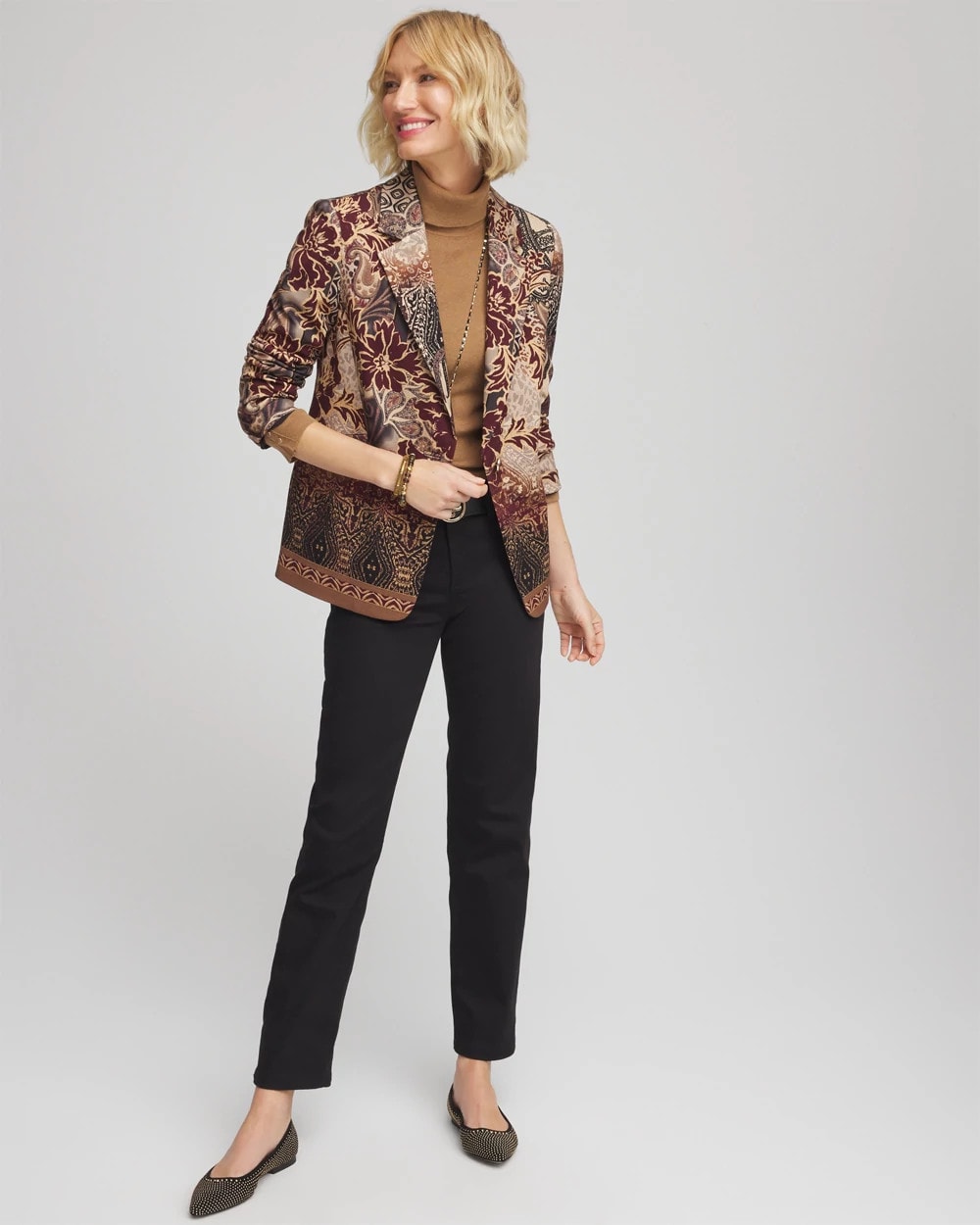 Artisanal Print Ponte Blazer Graphite Gray - Chico's