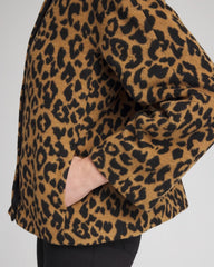 Fuzzy Collarless Animal Print Jacket Camel - Chico's