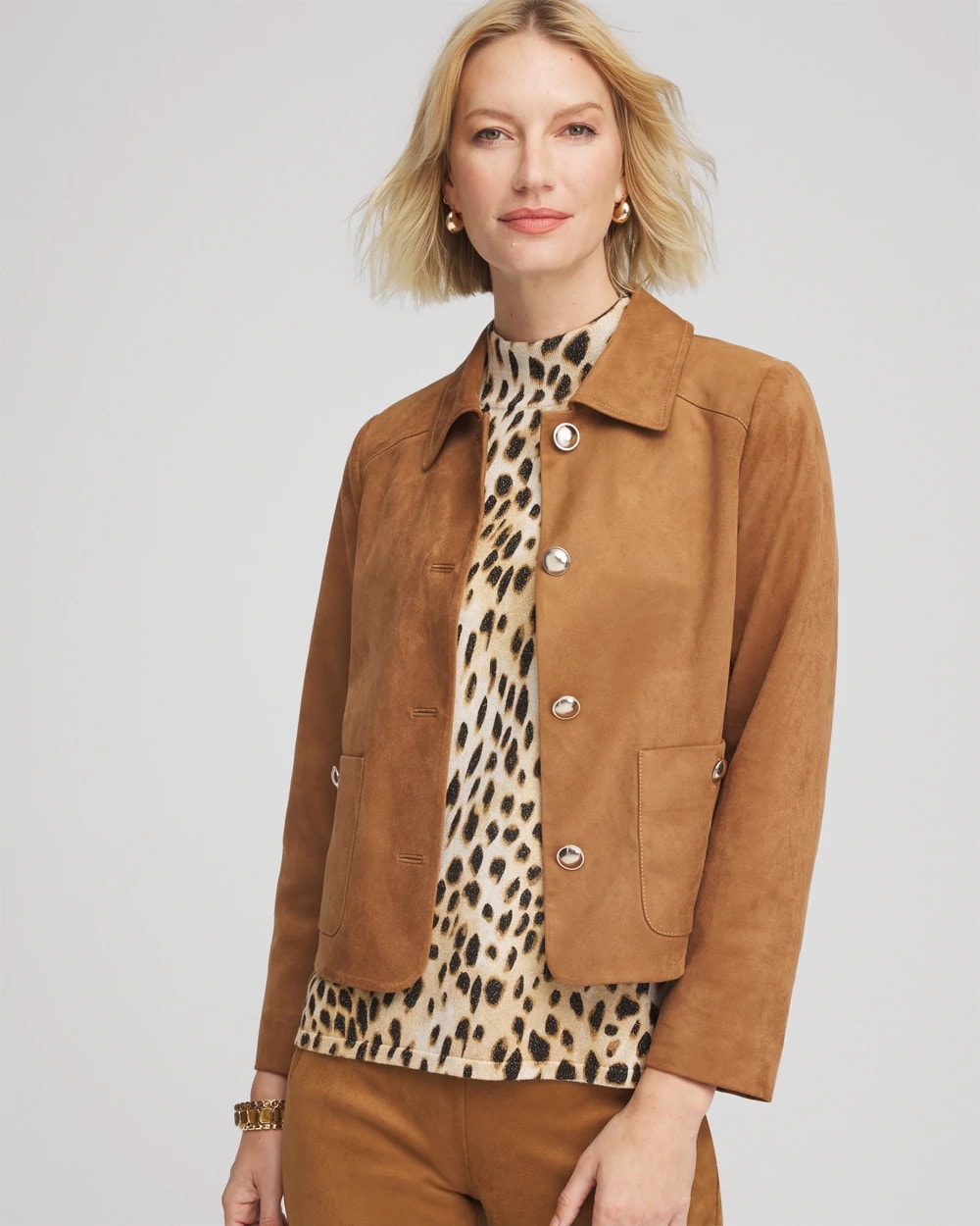Suede Cropped Jacket Burnt Sienna - Chico's