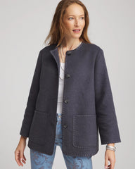 Wool Scarf Jacket Dark Denim Heather - Chico's