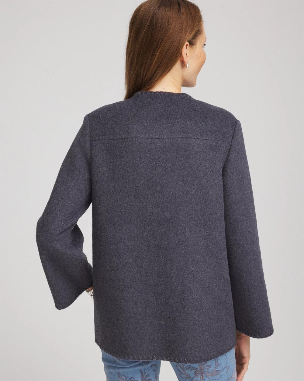 Wool Scarf Jacket Dark Denim Heather - Chico's