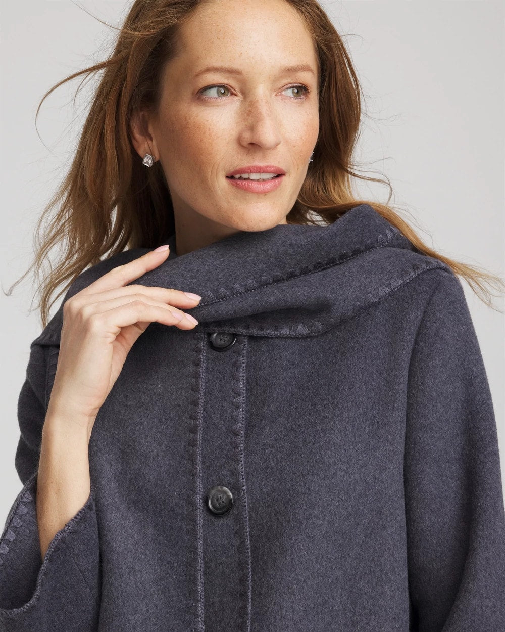 Wool Scarf Jacket Dark Denim Heather - Chico's