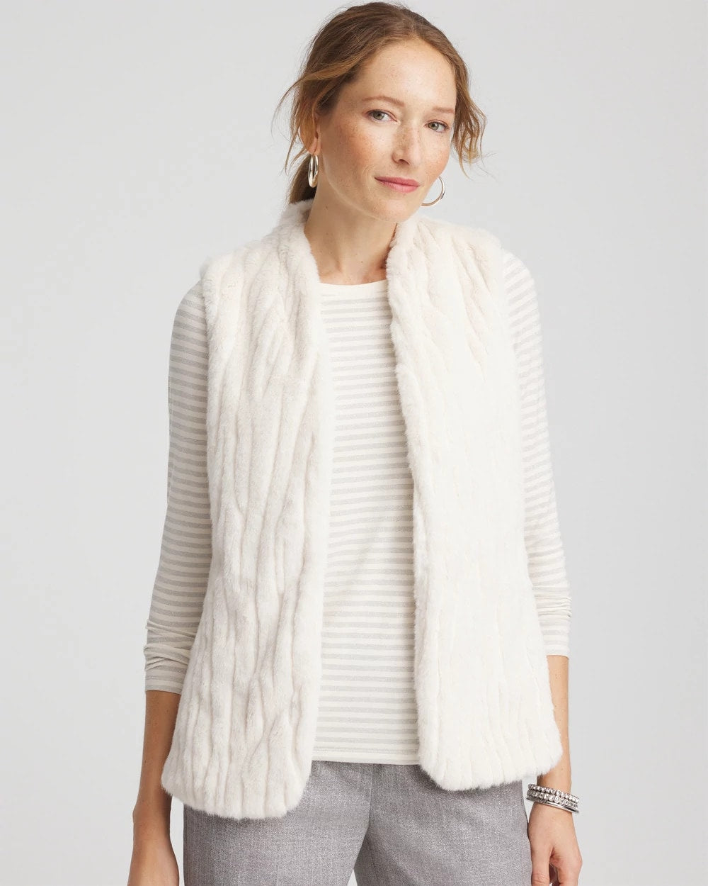 Elongated Faux Fur Vest English Cream - Chico's