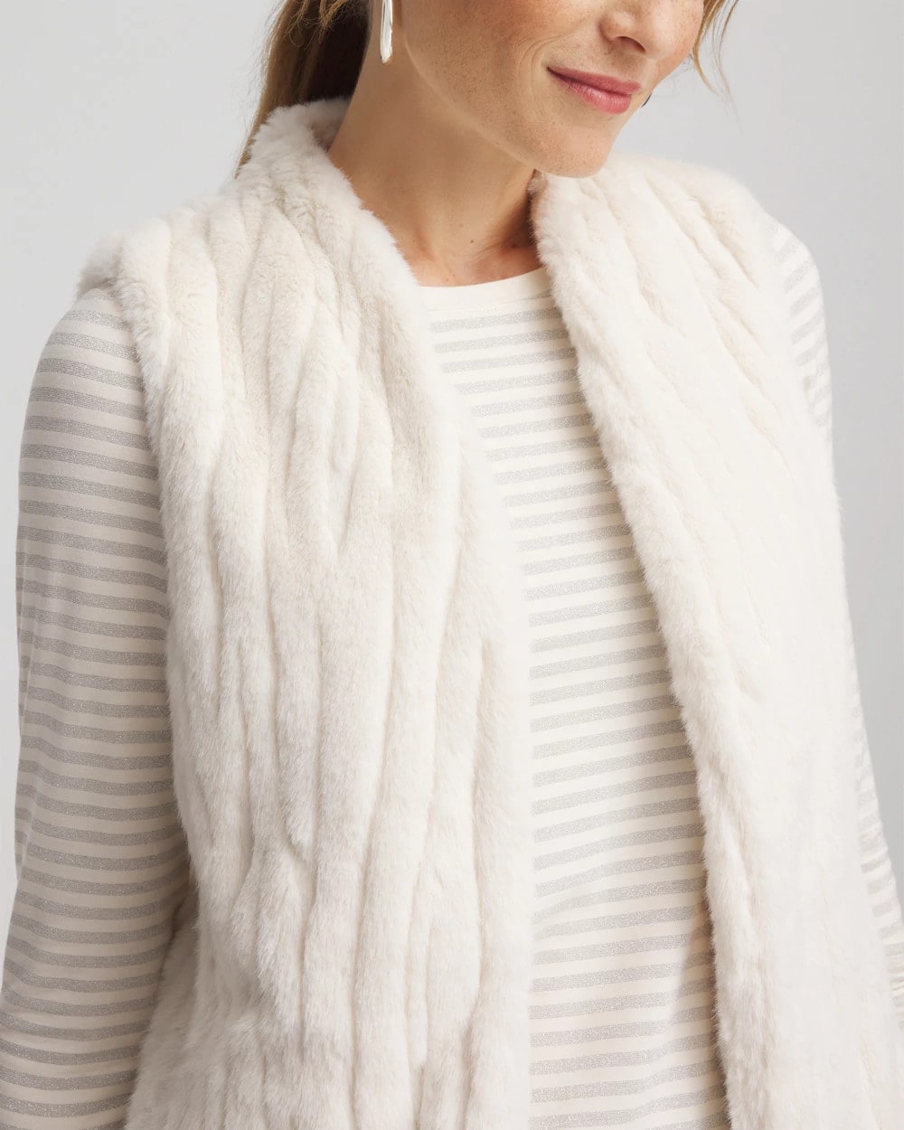 Elongated Faux Fur Vest English Cream - Chico's