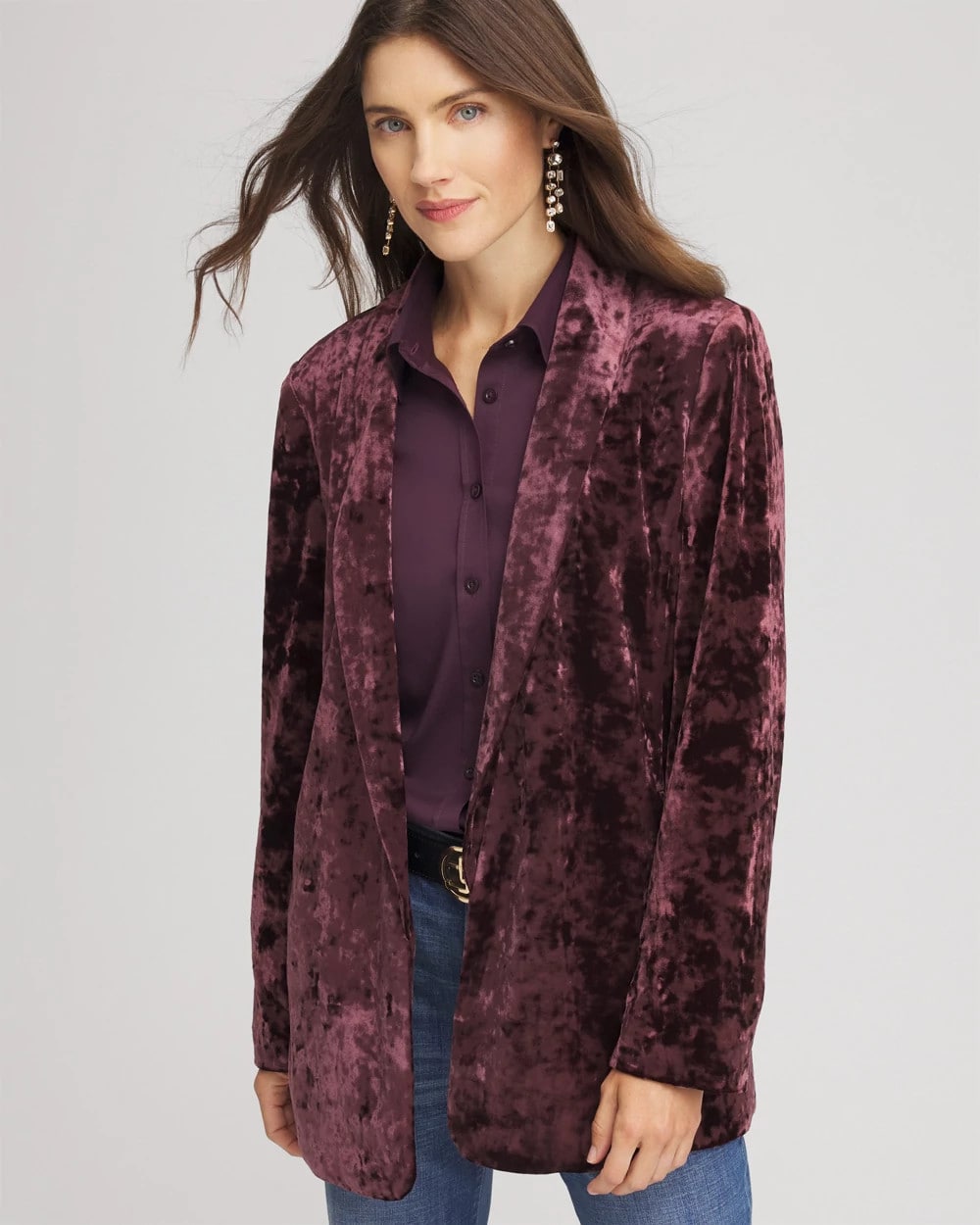 Crushed Velvet Blazer Night Bloom - Chico's