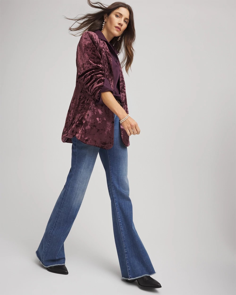 Crushed Velvet Blazer Night Bloom - Chico's