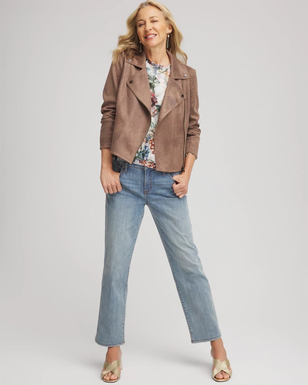 Suede Moto Jacket Dried Mushroom - Chico's