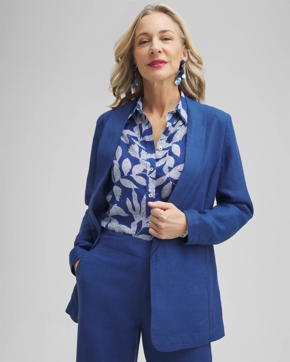 Linen Blazer Naval Indigo - Chico's