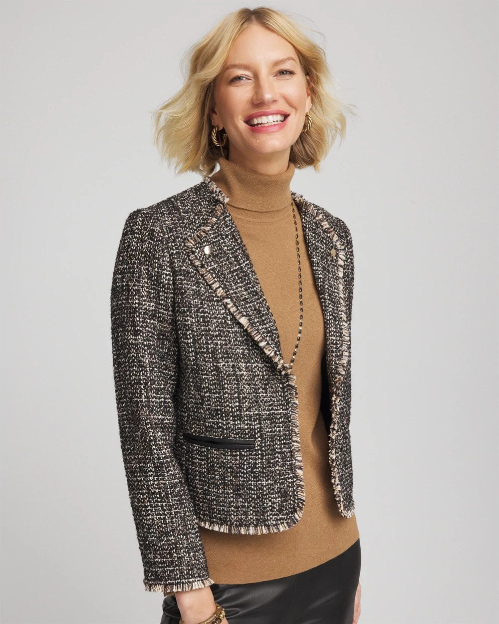 Tweed Mix Moto Jacket Black - Chico's